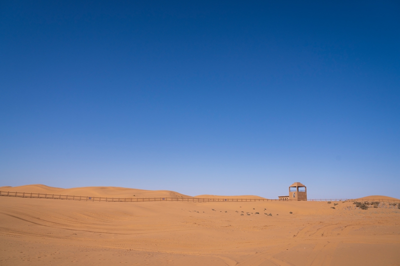 10月24日，沙坡头景区，沙漠中的一个小房子。“行走黄河”采访组 李前磊摄
