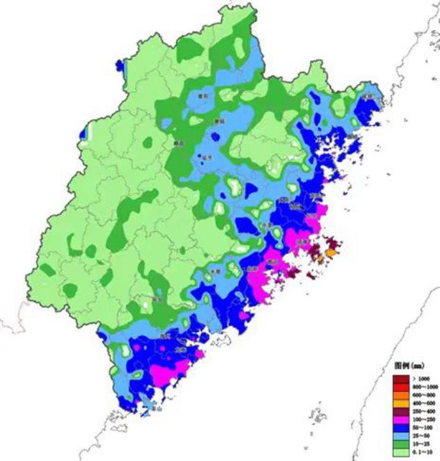 22日06時∼23日06時累計降水量。福建省氣象台供圖