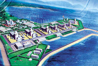 12月28日,山东海阳核电站一期工程举行开工仪式.图为厂区规划效果图.